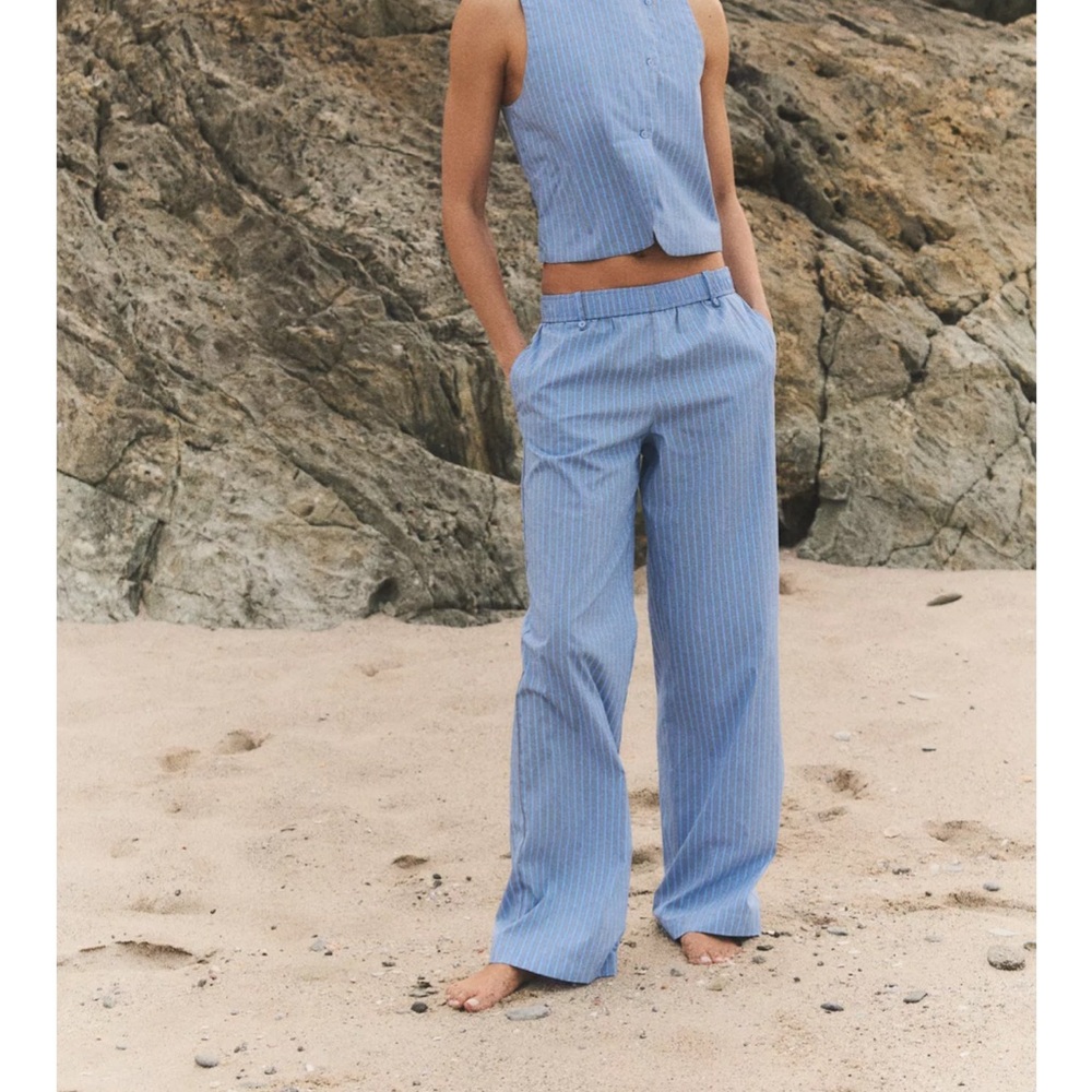 Blue Striped Women's Pants